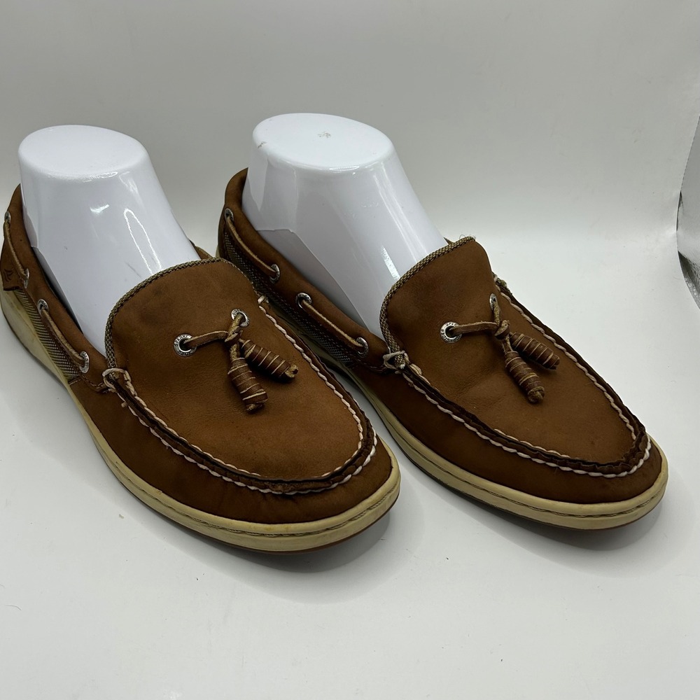 Sperry Top-Sider Womens 7.5 Brown Leather Mesh Tassel Boat Shoes 9617564